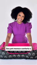 Cama Caminha Pet para Cachorro ou Gato Médio 60cm x 50cm Lavável com Fundo Impermeável + Ossinho