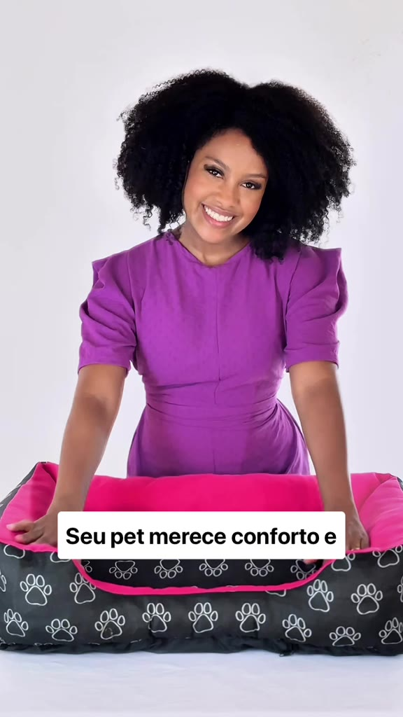 Cama Caminha Pet para Cachorro ou Gato Médio 60cm x 50cm Lavável com Fundo Impermeável + Ossinho