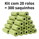 Kit 20 Refil Rolinhos Cata Caca 300 Saquinho Higiênico P/pet
