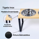 Comedouro Elevado Duplo Inox Bebedouro Pet Cachorro Gato Pote Tigela Comedor Ração Água