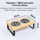 Comedouro Elevado Duplo Inox Bebedouro Pet Cachorro Gato Pote Tigela Comedor Ração Água