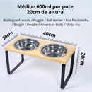 Comedouro Elevado Duplo Inox Bebedouro Pet Cachorro Gato Pote Tigela Comedor Ração Água